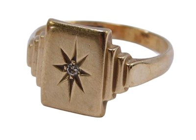 Lot 131 - A 9ct gold signet ring, the rectangular panel...