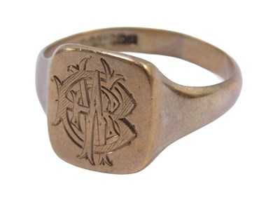 Lot 139 - A 9ct rose gold signet ring, the rectangular...