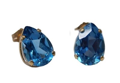 Lot 220A - A pair of 9ct gold and blue topaz stud...
