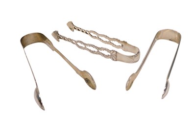 Lot 121 - Three pairs of Victorian and later silver...