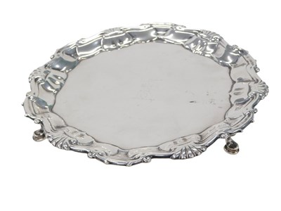 Lot 128 - A George II silver card salver, with moulded...