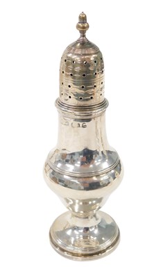Lot 149 - A Georgian silver sugar caster, with acorn...