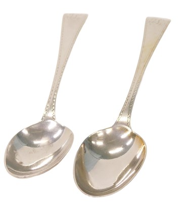 Lot 162 - A pair of George III silver fiddle pattern...