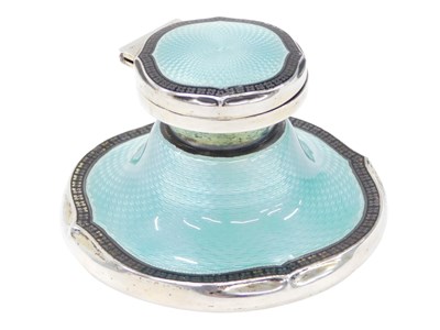 Lot 163 - A George V silver and enamel inkwell, with...