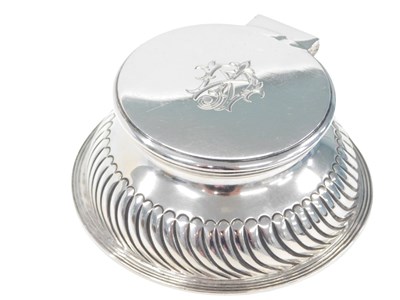 Lot 166 - A Victorian silver and cut glass inkwell, the...