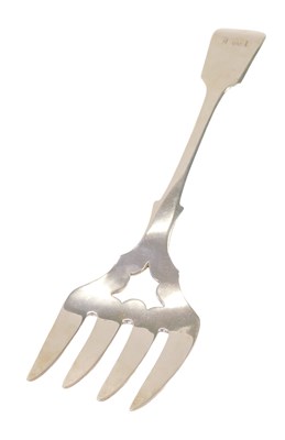 Lot 172 - A Victorian silver fiddle pattern serving fork,...