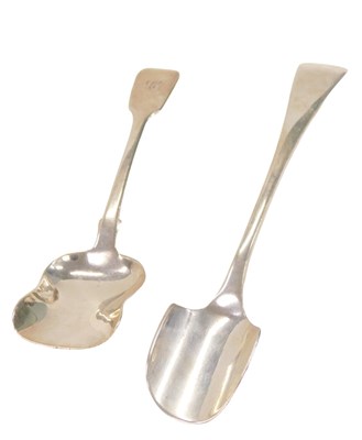 Lot 179 - Two Victorian and later silver shovel spoons,...