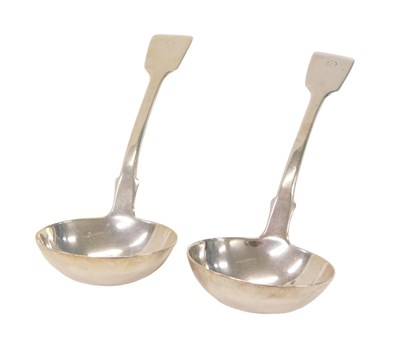 Lot 181 - A pair of Victorian silver fiddle pattern...