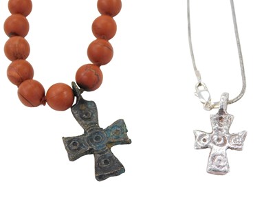 Lot 454 - Two byzantine cross necklaces, comprising a...