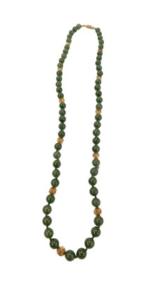 Lot 459 - A Jade necklace, set with five sectional Jade...
