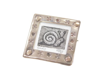 Lot 464 - An Elizabeth II silver square set brooch, with...
