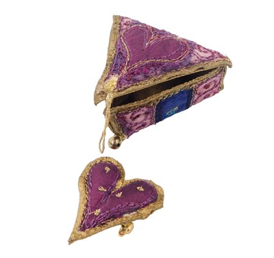 Lot 474 - A Claire Sowden embroidered heart shaped...