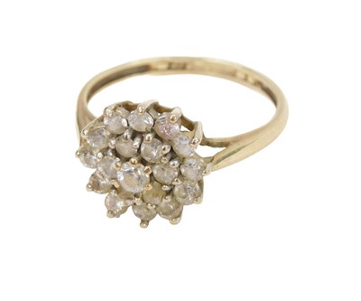 Lot 221 - A 9ct gold CZ cluster ring, with three halo...