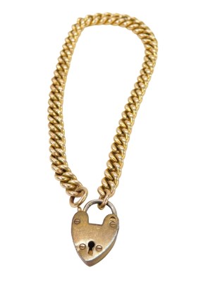 Lot 226 - A curb link bracelet, yellow metal tests as...