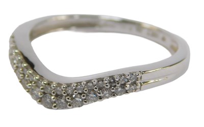 Lot 146A - An 18ct white gold and diamond wishbone ring,...