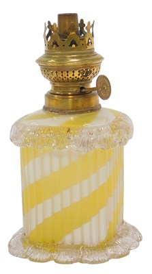 Lot 357 - A Victorian glass oil lamp base, of square...