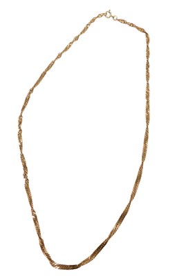 Lot 260 - A twist link necklace, yellow metal stamped...