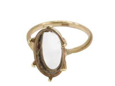 Lot 280 - A single stone dress ring frame, yellow metal...