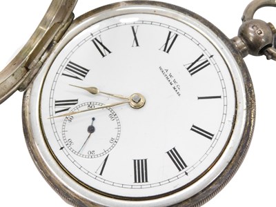 Lot 288 - A W W & Co silver pocket watch, with white...