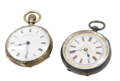 Lot 290 - Two silver fob watches, comprising a...