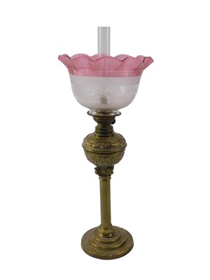 Lot 316 - A late 19th/early 20thC brass oil lamp, with...