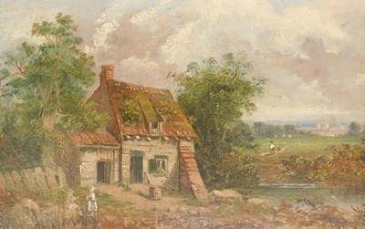 Lot 740 - Jonathan Westell (19thC). View of cottage on...