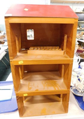 Lot 2048 - A pine three storey doll's house, with stairs...