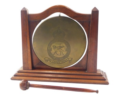 Lot 374 - A 20thC brass gong, in mahogany frame,...
