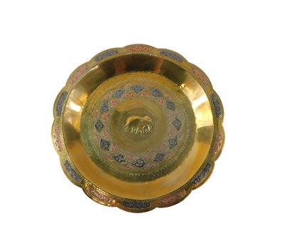 Lot 388 - An Indian hammered brass tray, with silvered...
