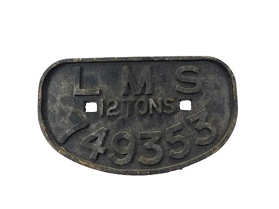 Lot 390 - An LMS cast sign, stamped 12 tonnes and...