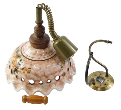 Lot 410 - An Italian porcelain light fitting, flared rim,...