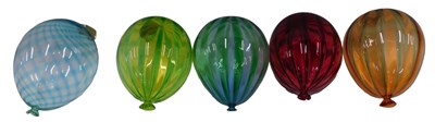 Lot 213 - Five coloured Art Glass balloons, each 31cm high.