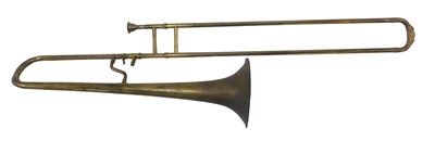 Lot 725 - An Antonio Courtoise brass trombone, 75cm long.