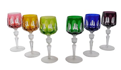 Lot 366 - A set of six 20thC hock glasses, each with...