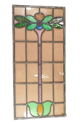 Lot 367 - A stained glass panel, with clear rectangular...