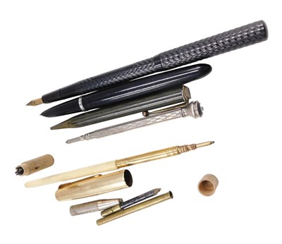 Lot 627 - Various pens and pen cases, comprising a...