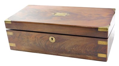 Lot 494 - A 19thC mahogany writing box, with brass bound...