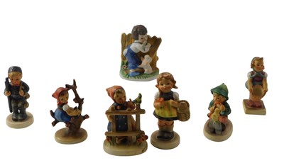 Lot 662 - Six Goebel Hummel figures, and an unmarked...