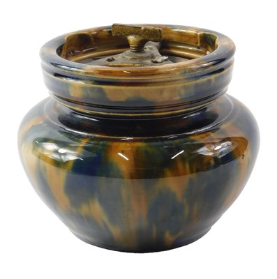 Lot 669 - A late 19thC Majolica tobacco jar and cover,...