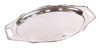 Lot 6 - A George VI silver twin-handled tray, of...