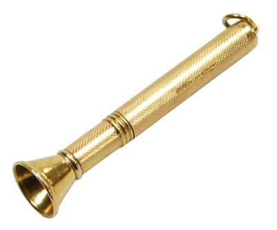 Lot 200 - A 9ct gold cigar pricker, with engine tuned...