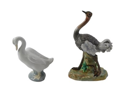 Lot 689 - A German porcelain ostrich, with blue anchor...