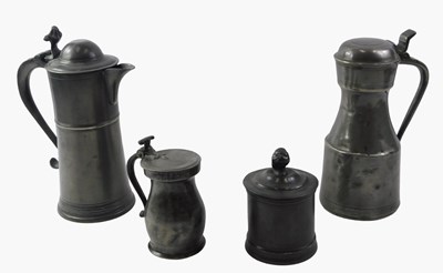 Lot 508 - Four 18thC and later pewter wares, comprising...