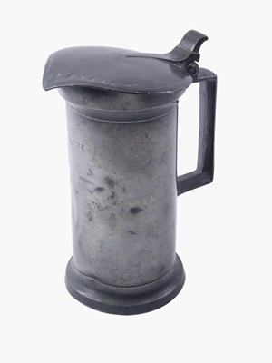Lot 511 - A 19thC French pewter lidded tankard, bearing...
