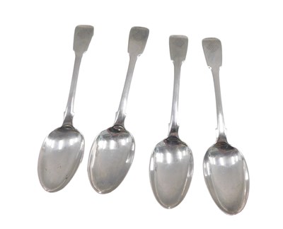 Lot 570 - A set of four George IV silver Fiddle pattern...