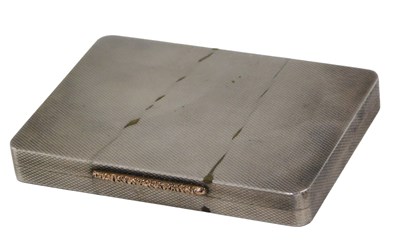 Lot 578 - A George VI silver cigarette case, with engine...