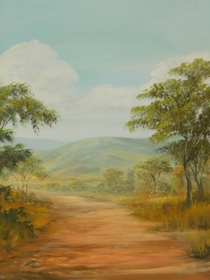 Lot 753 - 20thC School. Summer landscape with hills to...
