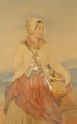 Lot 762 - 19thC School. Lady carrying basket near...