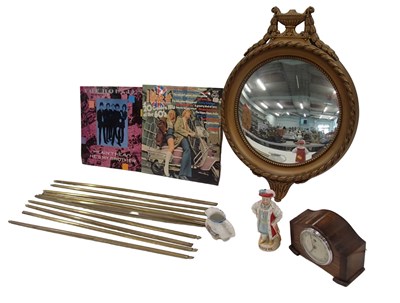 Lot 772 - Brass stair rods, gilt hall mirrors, a clock,...