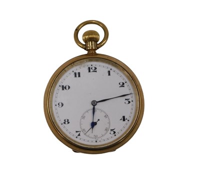 Lot 529 - A 9ct gold pocket watch, with white enamel...